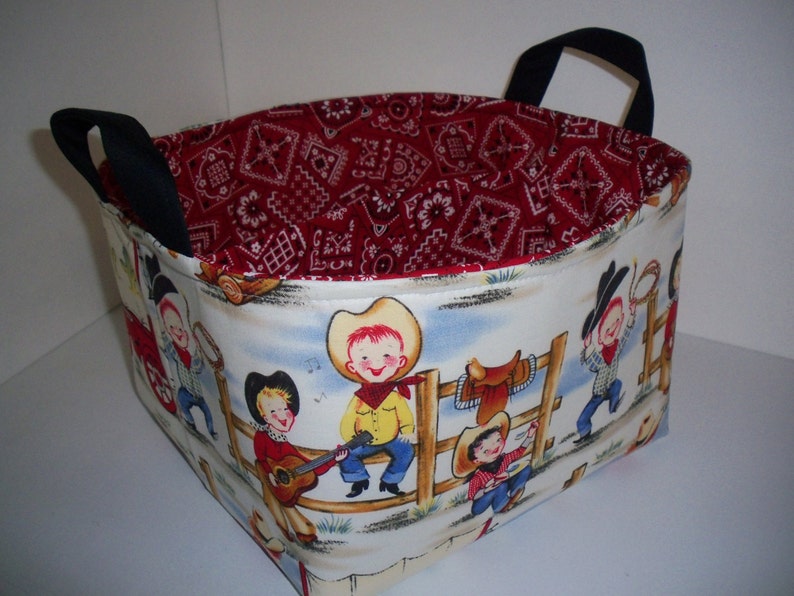 Large Diaper Caddy / Organizer Bin / Cute Cowboys Bandana Personalization Available image 1