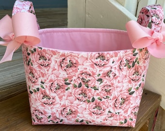 Pink Dusty Mauve Rose Organizer bin, Fabric Basket, Small Diaper Caddy, Gift Bag -Personalization Available