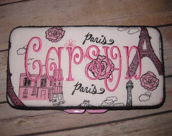 Personalized Travel Baby Wipe Case - Paris Eiffel Tower Sparkle - Embroidery