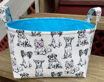 Ready to Ship! Large Diaper Caddy / Organizer Bin / Dog Toy Basket- Terrier Pug Scottie Dog - Personalization Available