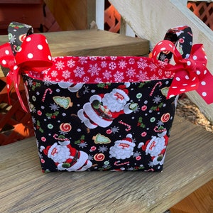 Cookies for Santa Christmas Fabric Basket / Gift Bag / Table Decor - Santa Claus - Personalization Available