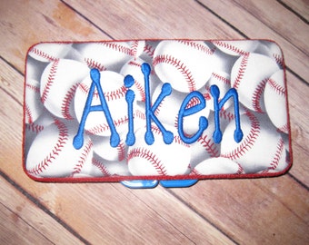 Red White Blue Personalized Baseball Travel Wipe Case - Baseballs - Take me out to the Game