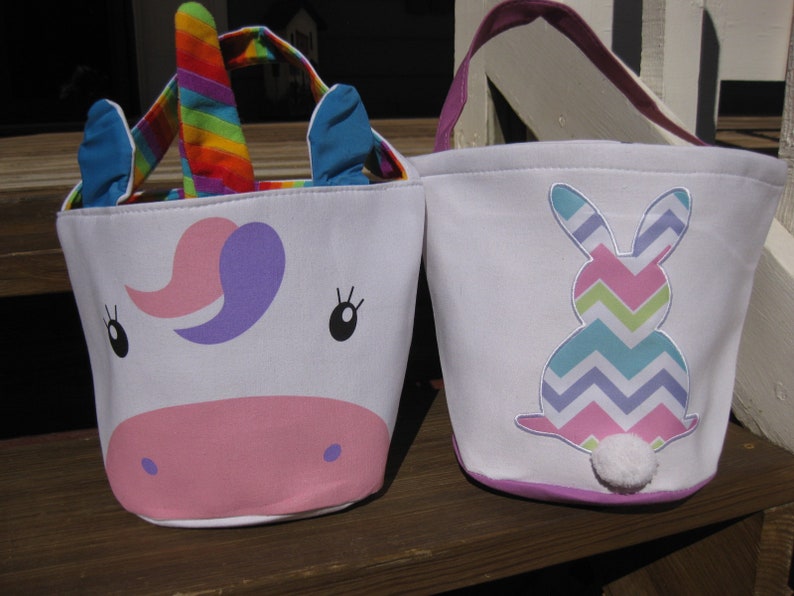 Personalized Canvas Easter Basket Embroidered Bunny Pink Etsy