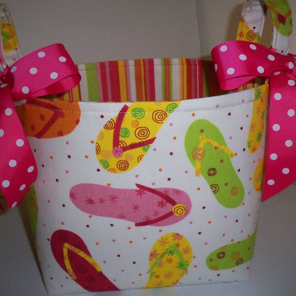 Flip Flops Waverly fabric Organizer Bin / Basket