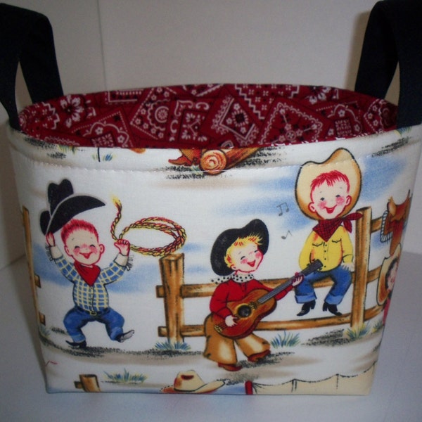 Cute Cowboys Bandana Storage Bin - Fabric Basket - Small Diaper Caddy- Baby Room Organizer - Rodeo - Personalization Available