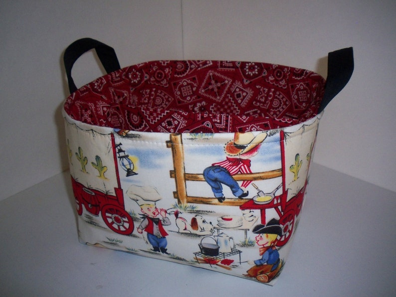 Large Diaper Caddy / Organizer Bin / Cute Cowboys Bandana Personalization Available image 3