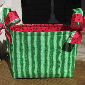 Watermelon Basket, Watermelon Bag, Organizer Tote, Watermelon Bucket, Summertime- Personalization Available - 8" x 6" x 7"