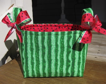 Watermelon Basket, Watermelon Bag, Organizer Tote, Watermelon Bucket, Summertime- Personalization Available - 8" x 6" x 7"