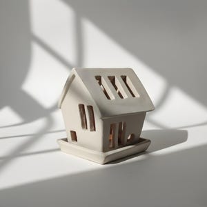 Tealight House Pottery Template – Printable Ceramic/Air Drying Clay Candle Holder Pattern, DIY Christmas Craft (PDF Download) image 2