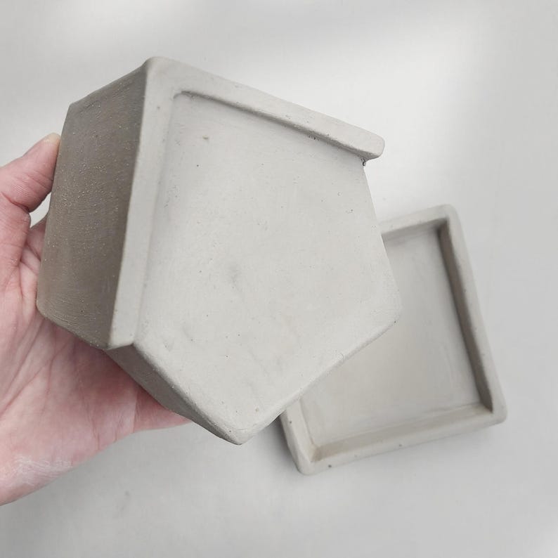Unfired clay house lantern without window openings | slab-built ceramic tealight holder made using template | handbuilt pottery project