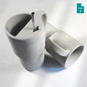 Travel Mug Pottery Template – Large Ceramic Tumbler with Handle & Straw Lid – Slab Pottery Mug Pattern PDF for Handmade Cups - Stanley Style