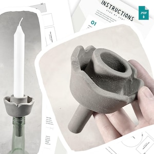 Organic Petal Candle Holder Template – Printable Slab Pottery Pattern – Bottle Candle Holder PDF – Clay Template A4 & US Letter