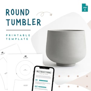 Sjabloon voor beker met voetring | Handgemaakte plaat aardewerk mok patroon pdf | Aardewerk voor beginners, handgemaakte keramische drinkbekersjabloon