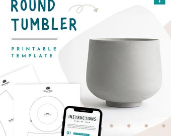 底付きタンブラー型紙｜手作りスラブ陶器マグカップ型紙PDF｜初心者向け陶芸DIY、手作りセラミック製ドリンクカップ型紙