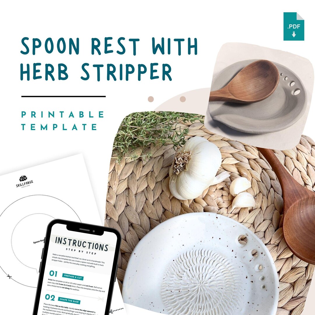 Spoon Rest Pottery Template – Printable Beginner Ceramic Pattern With ...