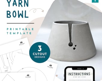 Yarn Bowl Pottery Template – Slab Pottery Yarn Holder Handbuilding Pattern | Beginner-Friendly DIY Ceramic Template for Knitting and Crochet