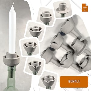 Candle Holder Template Set – 6 Bottle Clay Styles – Slab Pottery PDF – Printable Ceramic Pattern – DIY Pottery Template A4 & US Letter