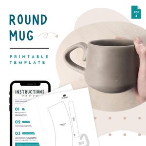 Plantilla de taza redonda: plantilla de cerámica DIY para losas / PDF imprimible para tazas de cerámica hechas a mano (A4 y carta)