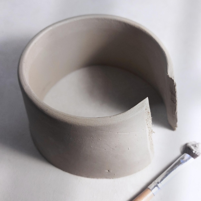 Slab pottery wall section for storage jar | pre-shaped clay wall with clean edge | ceramic container in progress