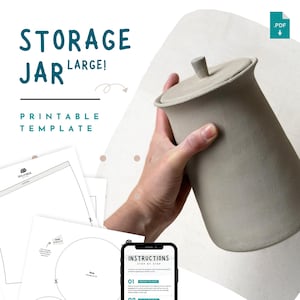Large Storage Jar Pottery Template with Lid | Clay Slab Pottery Pattern for Beginners, Ceramic Lidded Jar for Cookies, Sugar and More (PDF)
