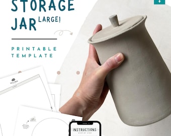 Großes Vorratsglas Keramik Vorlage mit Deckel | Tonplatte Keramik Muster für Anfänger, Keramik Deckeldose für Kekse, Zucker und Mehr (PDF)