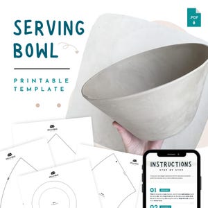 Large Serving Bowl Pottery Template – Slab Building Ceramic Pattern (Printable PDF) | DIY Clay Template for Beginner Pottery