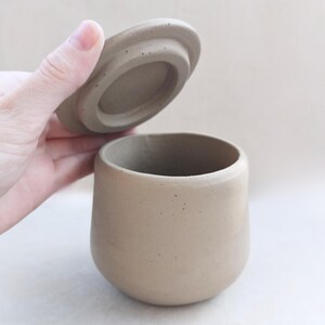 Handmade slab-built ceramic jar with matching lid | functional clay pottery project for kitchen or studio
