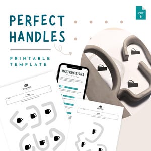 Pottery Easy Handle Template Set – 9 Printable Ceramic Patterns PDF for Perfect Mug & Cup Handles, DIY Slab Pottery, Instant Download