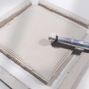 Cutting clay base for slab pottery tealight house | DIY ceramic lantern template | pottery tools and printable guide
