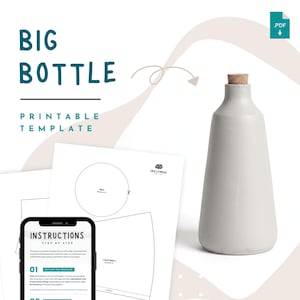 Big Bottle Pottery Template | DIY Slab Pottery Pattern PDF for Beginners, Ceramic Large Bottle with Lid  |  Instant Digital Download