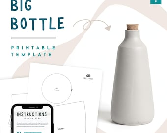 Big Bottle Pottery Template | DIY Slab Pottery Pattern PDF for Beginners, Ceramic Large Bottle with Lid  |  Instant Digital Download