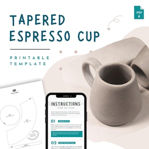 Molde de xícara de café expresso cônico – PDF imprimível para cerâmica de construção de laje | Padrão de cerâmica digital para projetos de argila faça você mesmo (A4 e carta)
