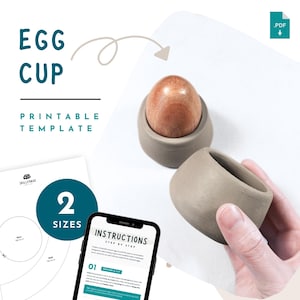Plantilla para huevera de cerámica – Patrón imprimible en PDF para portahuevos de cerámica, hecho a mano, para principiantes en alfarería con planchas de arcilla, descarga instantánea.