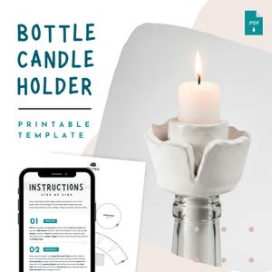 Flower Bottle Candle Holder Template – PDF – Slab Pottery – Ceramic Flowers and Air Drying Clay Template – Printable Pattern