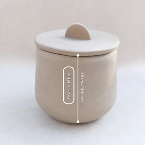 Handmade slab-built ceramic jar with matching lid with measurements | functional clay pottery project for kitchen or studio