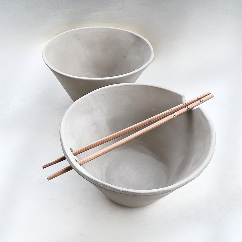 Top view of bowl and chopsticks on clean background, showing functional design and template precision. Ideal for soup, noodle, or salad.