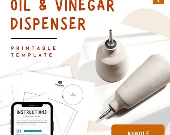 Oil & Vinegar Dispenser Pottery Template – Printable Ceramic Bottle Pattern PDF, DIY Slab Pottery, Handbuilding, Instant Download