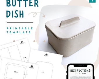 Butterdose Keramik Dose - Deckeldose | Slab Keramik Handbau Muster für Küchenkeramik | Handmade Geschirr Design | PDF-Datei