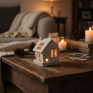 Tealight House Pottery Template – Printable Ceramic/Air Drying Clay Candle Holder Pattern, DIY Christmas Craft (PDF Download) image 5