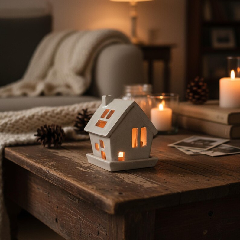 Tealight House Pottery Template – Printable Ceramic/Air Drying Clay Candle Holder Pattern, DIY Christmas Craft (PDF Download) image 5