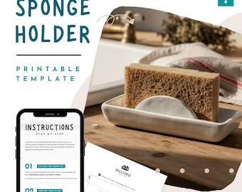 Schwamm Halter Keramik Vorlage - Druckbares Keramik Küchen Organizer Muster, DIY Plattenkeramik Handbau für Anfänger, PDF-Download