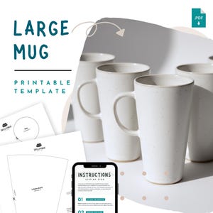 Large Mug Pottery Template – Slab Pottery Handbuilding Pattern (Printable PDF) for Beginner Ceramics | DIY Ceramic Template Cup