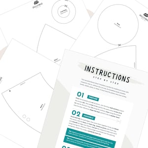 Step-by-step instructions and printable template patterns included in digital PDF set for handmade ceramic bowl. User-friendly format for handbuilding.