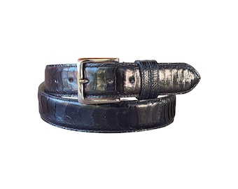 Luxury Belt in Genuine Ostrich Leather – Handmade in Italy – 4 cm Wide – Unisex Design – with Recycled Cotton Dust Bag