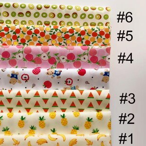 Tela de algodón Tela de frutas Dibujos animados Melocotón Sandía Piña Kiwi Tela de algodón para acolchar Prendas - Por media yarda
