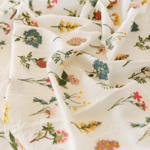 Floral Embroidered Cotton Fabric- Embroidered- Designer Fabric- Floral Cotton Fabric- Dress Fabric- Customized Clothing- By the Half Yard