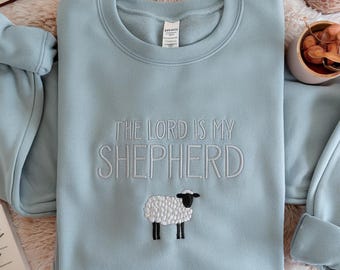 BRODERAD Herren är min herde-tröja, bibelvers-tröja, kristen tro-tröja, kyrkkläder, religiös
