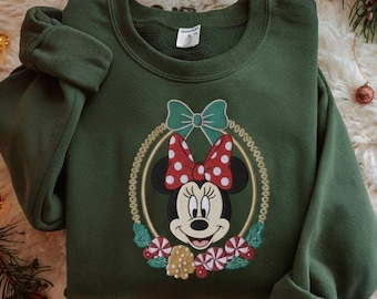EMBROIDERED Minnie Mouse Christmas Sweatshirt, Disney Holiday Embroidered Crewneck, Disney Family Christmas Shirts, Disneyland Christmas