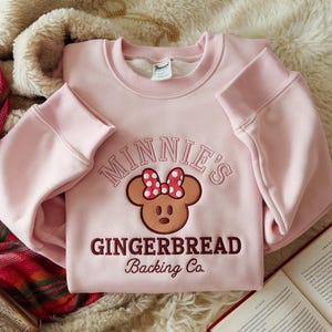 Embroidered Minnie Gingerbread Sweatshirt, Gingerbread Sweatshirt, Christmas Shirt, Minnie Baking Co, Minnie Christmas Gingerbread Shirt