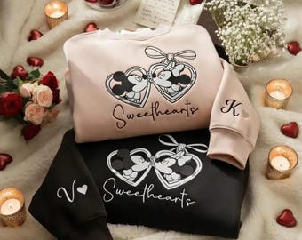 Valentine-sweaters paar liefjes, geborduurde hoodie magisch land, cartoon muis paar geborduurde truien, Disney-valentijnscadeau